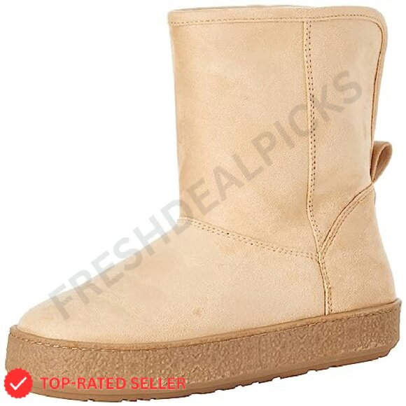 Shearling Boots Faux Suede Ankle Boots Foldable Cuff Y2K Chic Comfort - Picture 2 of 8